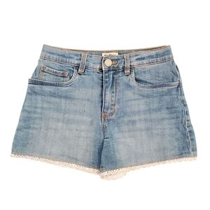 OshKosh Light Blue Lace Trim Denim Shorts Girls 10/10A